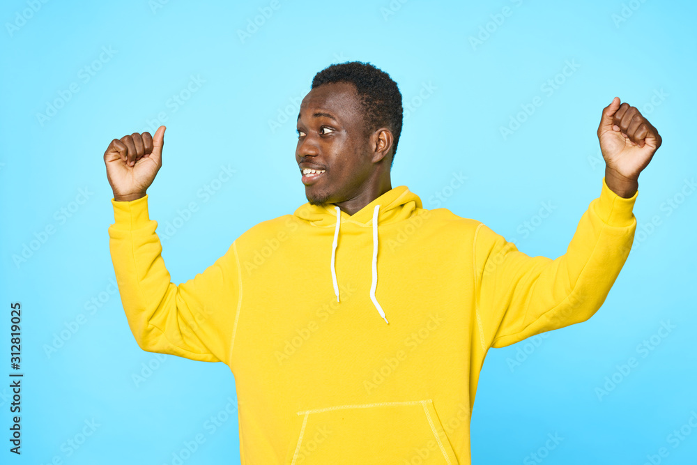 Fototapeta premium happy man with arms raised