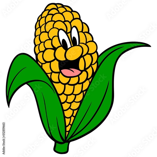 Corncob Mascot - A cartoon illustration of a Corncob Mascot.