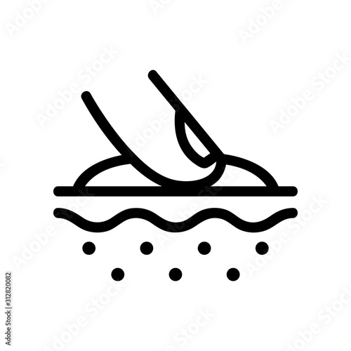 Applying the cream icon to the vector. A thin line sign. Isolated contour symbol illustration