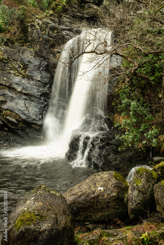 Inversnaid hotel waterfall  loch lomond  highlands  scotland.