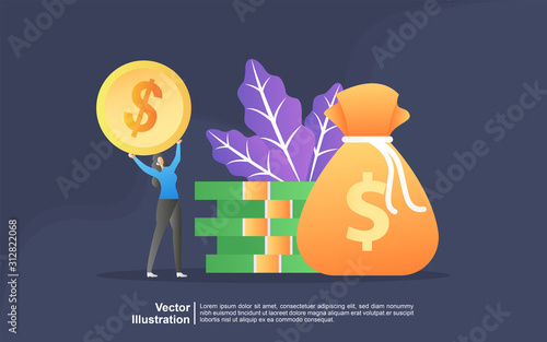 Illustration concept of Money transfer from and to wallet vector design. Capital flow, earning or making money. Financial savings or economy concept.