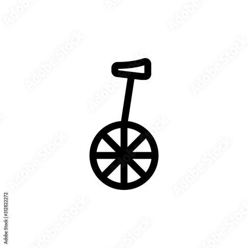 Unicycle icon vector. A thin line sign. Isolated contour symbol illustration