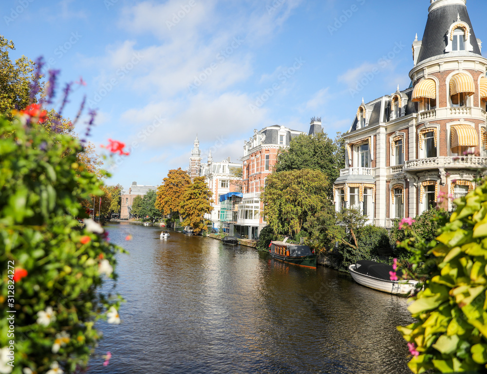 View of the canal in Amsterdam. 