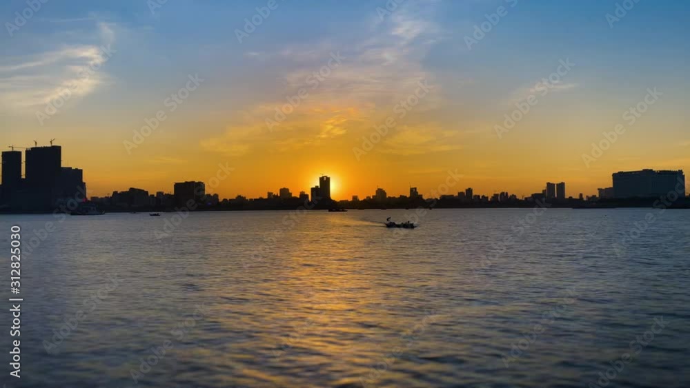 Sunset Cityscape River Cruise Along the Mekong River in Phnom Penh Sunset Cityscape River Cruise Along the Mekong River in Phnom Penh