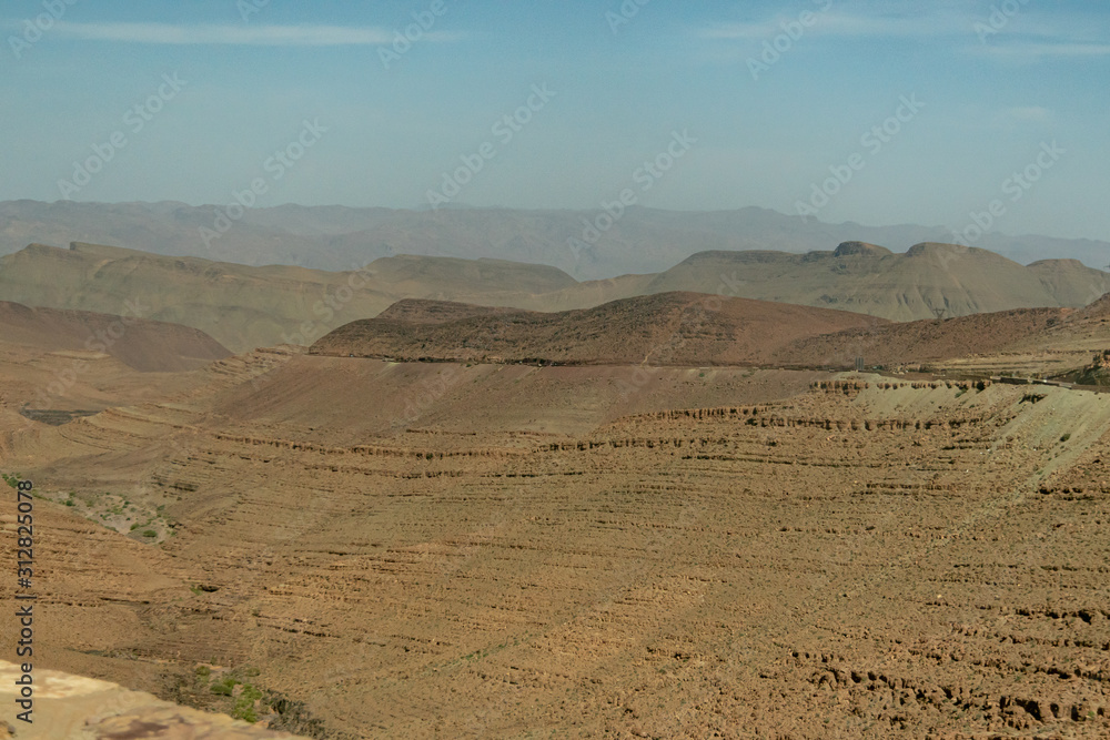 Morocco.  Rocky and arid landscape of the High Atlas mountain area