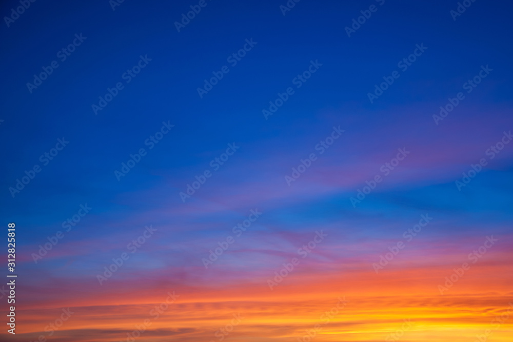 Multicolored clouds and sky at sunset