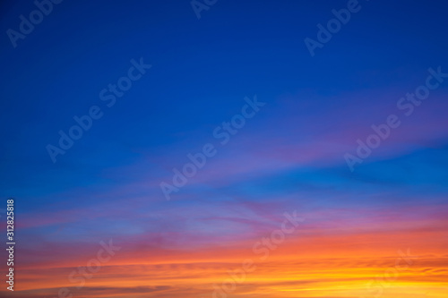 Multicolored clouds and sky at sunset