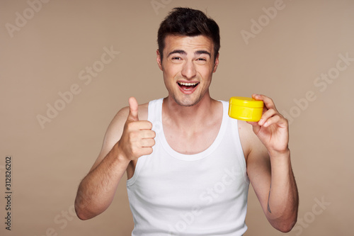 man with glass of juice