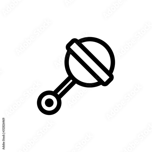 Baby rattle icon vector. A thin line sign. Isolated contour symbol illustration