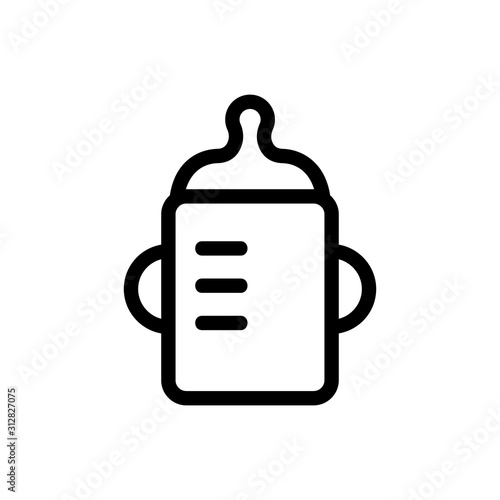 Baby bottle icon vector. A thin line sign. Isolated contour symbol illustration