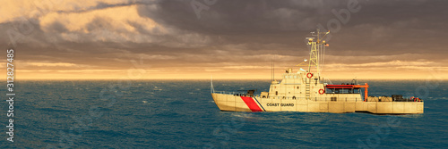 Tableau sur toile coast guard ship in the sea