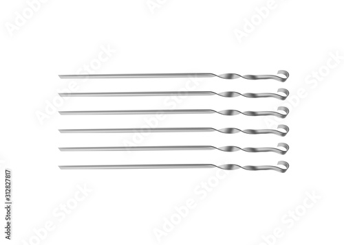 Set of skewers on white background