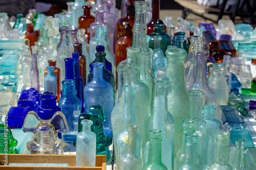 old colorful bottles