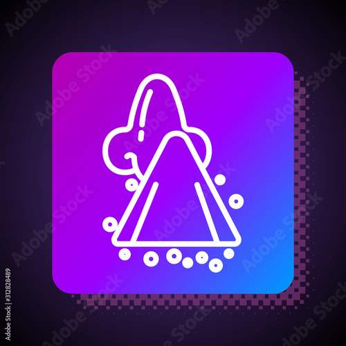 White line Runny nose icon isolated on black background. Rhinitis symptoms, treatment. Nose and sneezing. Nasal diseases. Square color button. Vector Illustration