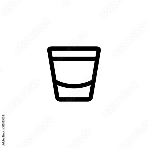 glass with whiskey icon vector. A thin line sign. Isolated contour symbol illustration