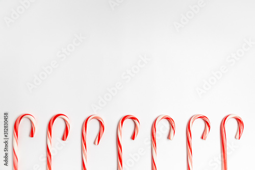 christmas candy canes on white background