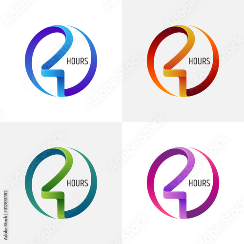 24 hours logo template, modern service hours logo with various color option, twenty four hour logo vector