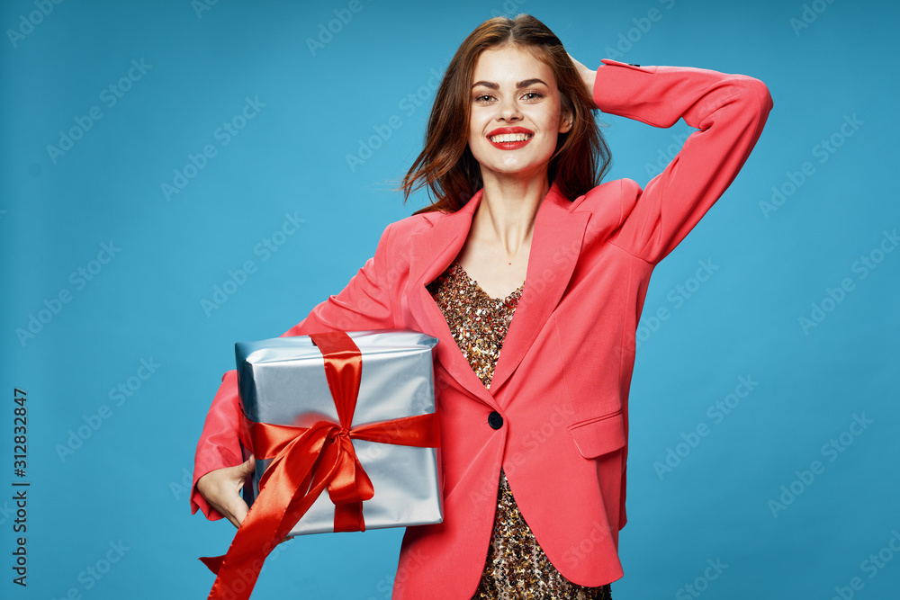 young woman with gift