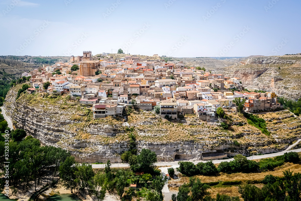 Jorquera town between the sickles of the Jucar river