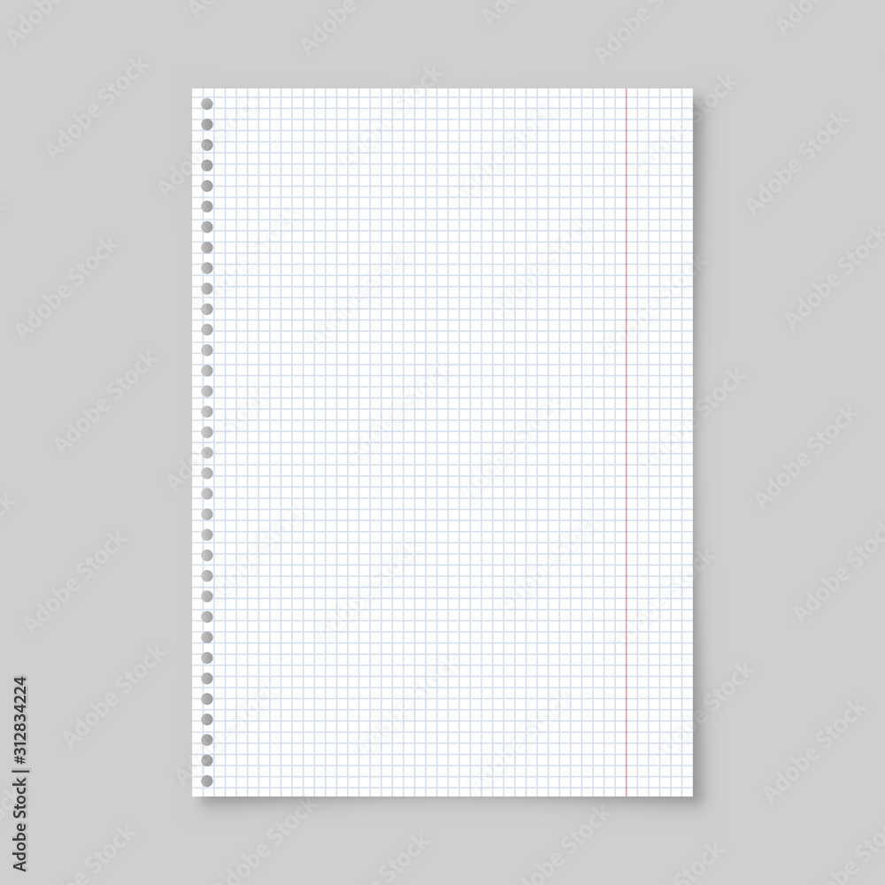 Realistic blank lined paper sheet with shadow in A4 format isolated on gray background. Notebook or book page. Design template or mockup. Vector illustration. Realistic blank lined paper sheet with shadow in A4 format isolated on gray background. Notebook or book page. Design template or mockup. Vector illustration.