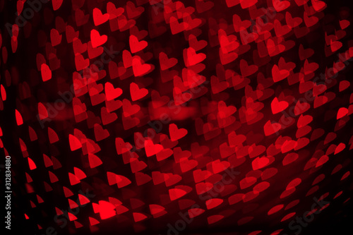 Overlay blurry background of red hearts bokeh, for Valentine's or holidays card