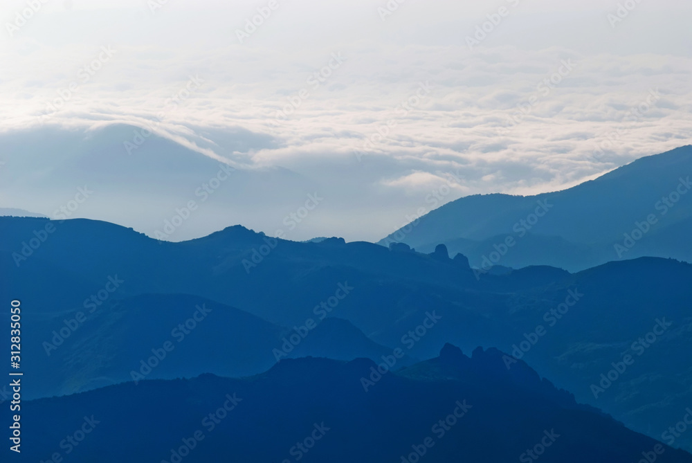 view of the blue hills in the haze