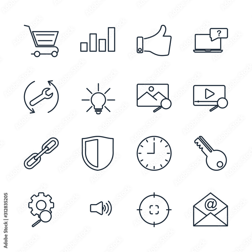 set Search Engine Optimization icon template color editable. SEO Elements  pack symbol vector sign isolated on white background icons vector  illustration for graphic and web design. Stock Vector | Adobe Stock