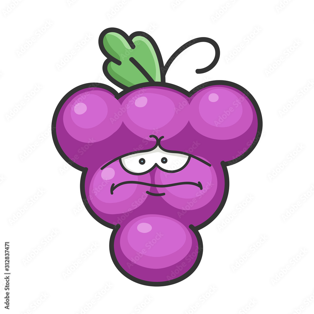 Sad grape cartoon character icon Sad grape cartoon character icon