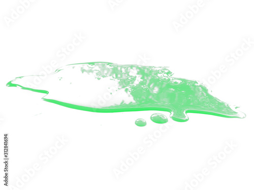 Texture of spilled water. Water on white background. Spilled water puddle isolated on white background.
