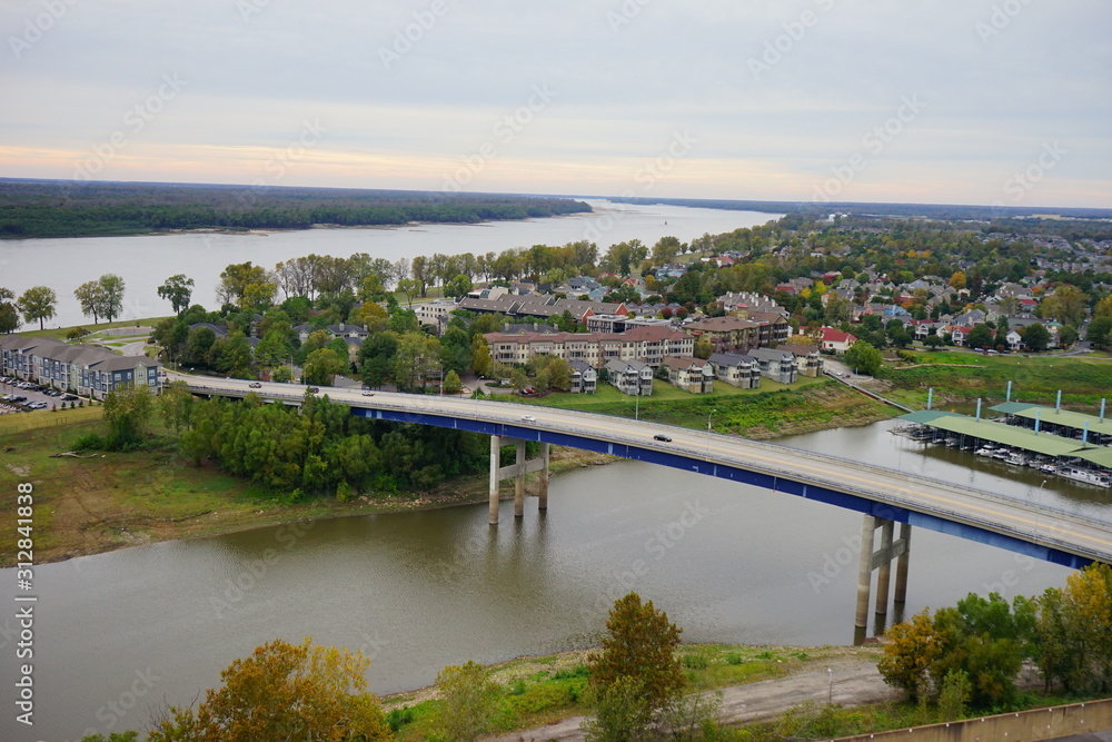 Memphis Mississippi river front landscape, State of Tennessee