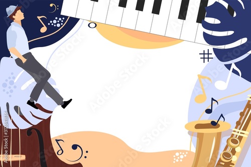 Template for the poster of a jazz festival with musical instruments