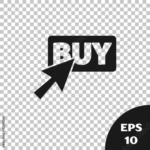 Black Buy button icon isolated on transparent background. Vector Illustration