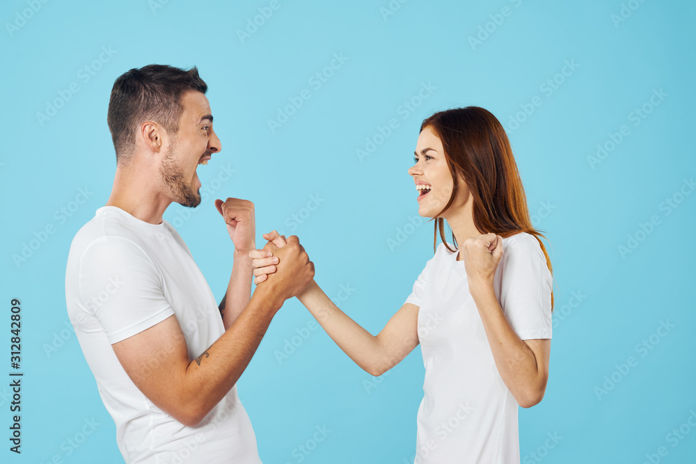 man and woman with bottle of water man and woman with bottle of water