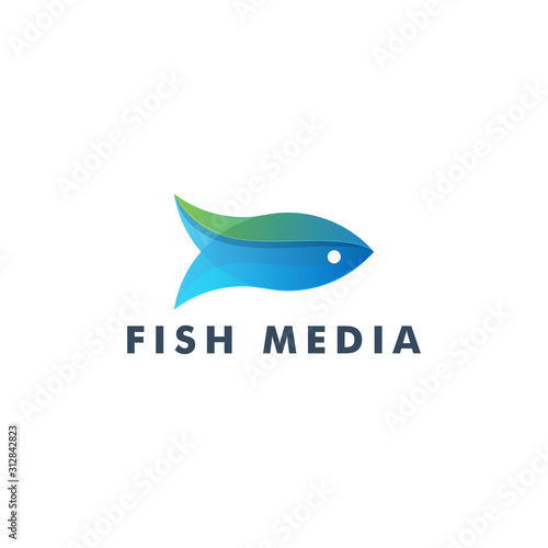 Fish logo design, animal icon vector logotype