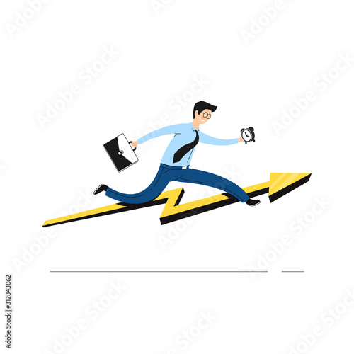 Businessman jump over the barrier graph. sport obstacle situations as a business concept. business cartoon flat vector. 