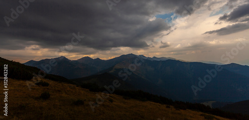 Summer scenery in the Transylvanian Alps, with gorgeous storm clouds