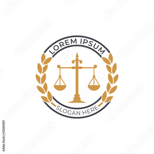 Law firm vintage logo, scale justice logo template, emblem advocate/lawyer logo design, retro insignia style