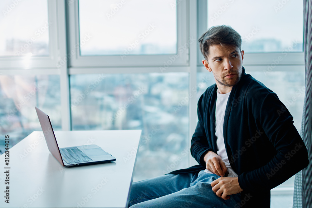 businessman working on laptop in office businessman working on laptop in office