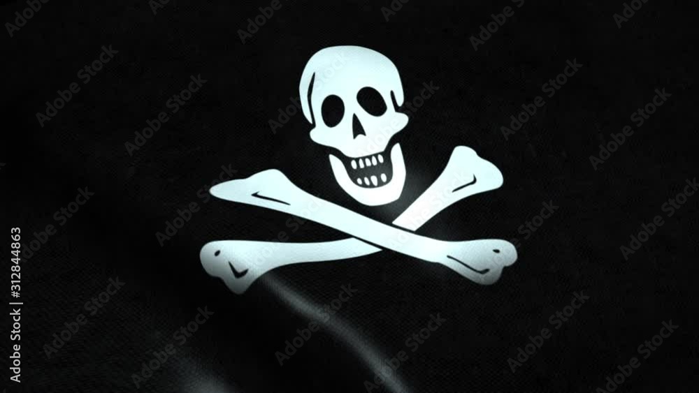 Pirate waving flag with crossed swords. Sign of Skull and swords Pirate ...
