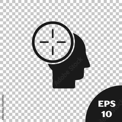 Black Head hunting concept icon isolated on transparent background. Business target or Employment. Human resource and recruitment for business. Vector Illustration