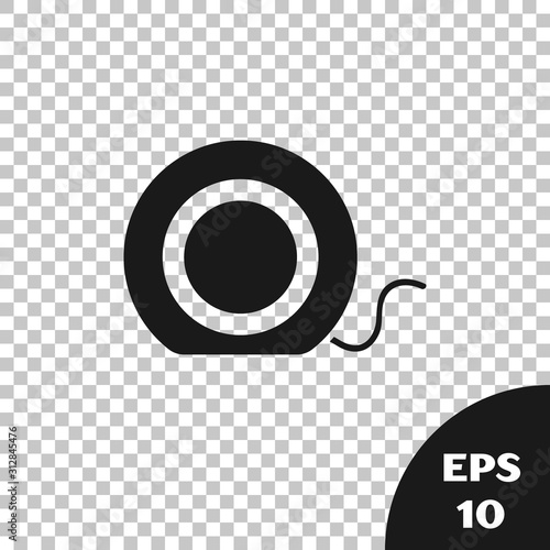 Black Dental floss icon isolated on transparent background. Vector Illustration