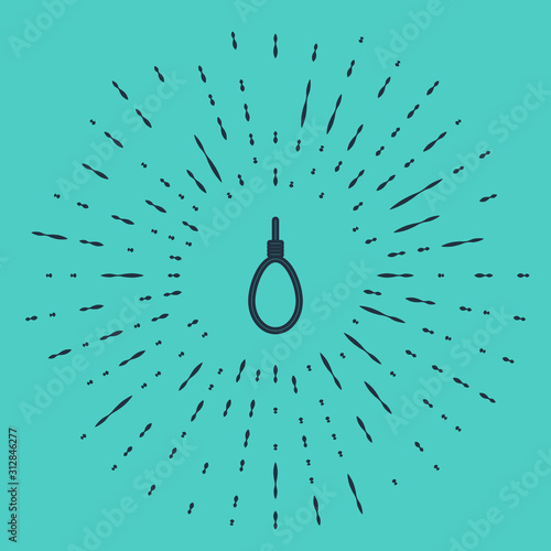 Black line Gallows rope loop hanging icon isolated on green background. Rope tied into noose. Suicide, hanging or lynching. Abstract circle random dots. Vector Illustration