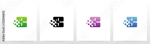 Rounded Edge Pixel Eroded Letter Logo Design B