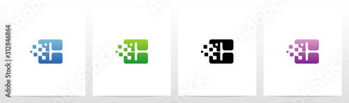 Rounded Edge Pixel Eroded Letter Logo Design C