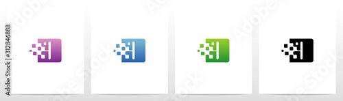 Rounded Edge Pixel Eroded Letter Logo Design D