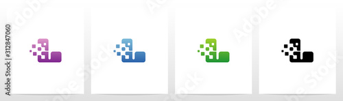 Rounded Edge Pixel Eroded Letter Logo Design L