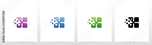 Rounded Edge Pixel Eroded Letter Logo Design X