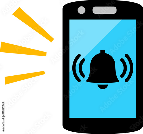 スマートフォンと鳴っているベルのアイコン