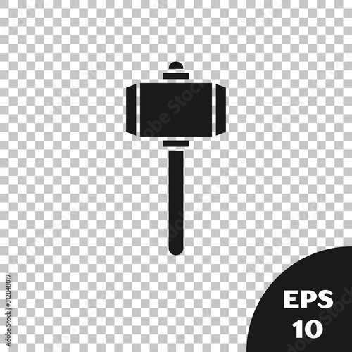 Black Battle hammer icon isolated on transparent background. Vector Illustration