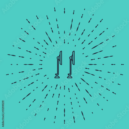 Black line Windscreen wiper icon isolated on green background. Abstract circle random dots. Vector Illustration